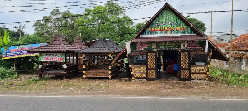 Saung gazebo pondok gubuk kursi lemari kayu bambu lamimasi