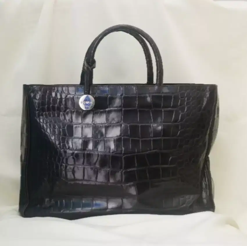 Tas Preloved Furla Full Crocodile Leather Tote Bag