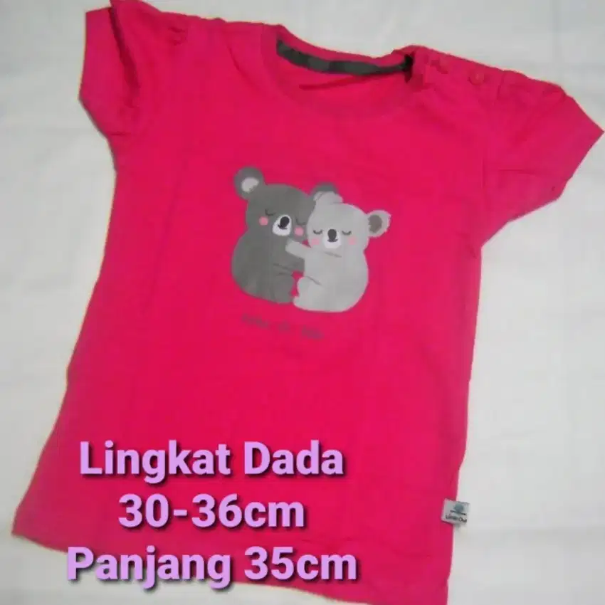 Kaos Oblong Little Owl Motif Cewek 3-6 bulan