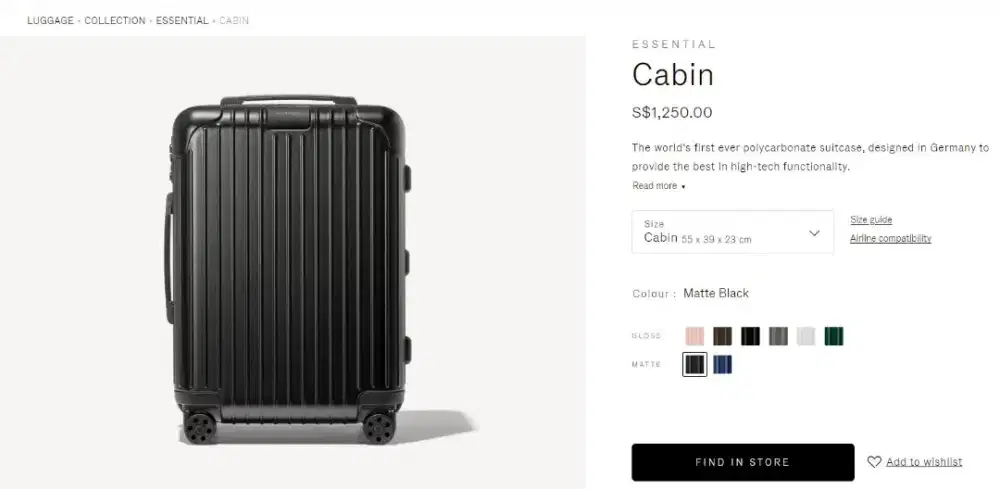 Rimowa koper cabin miror