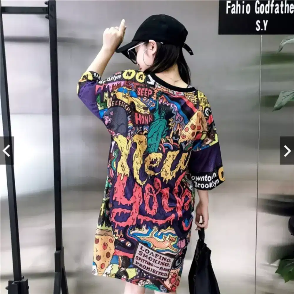 Baju Kaos Shirt Wanita New York Full Color 3D