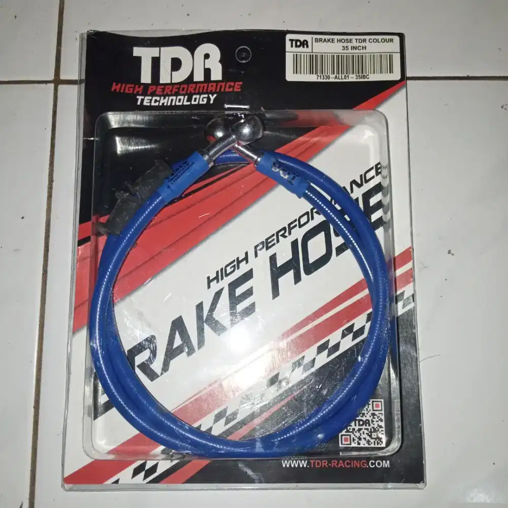 Selang Rem Depan TDR 90cm Hitam karbon dan Biru