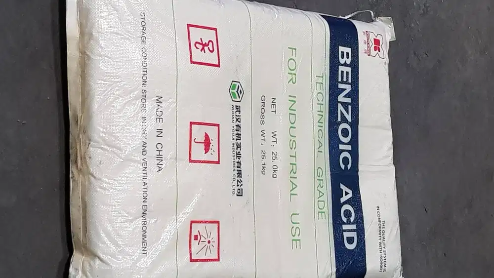 jual bahan kimia benzoic acid, asam benzoate, sak 25 kg ex-china