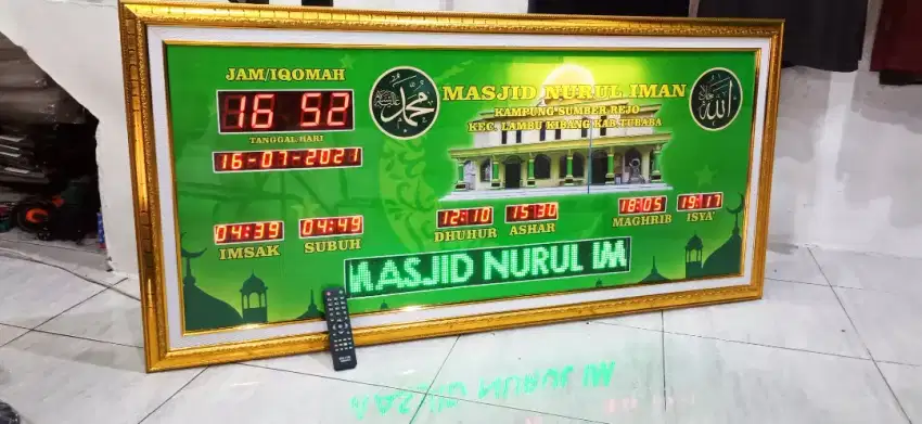 Jam sholat digital 120cm x 50cm