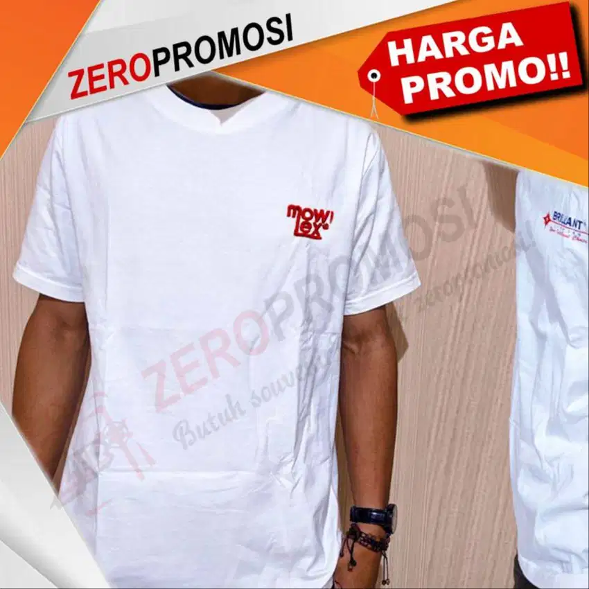 Kaus Putih Bordir Katun 100% Kualitas Tinggi