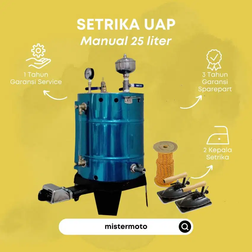 Setrika Uap Laundry dan Konveksi MISTERMOTO 25ltr 2 Setrika