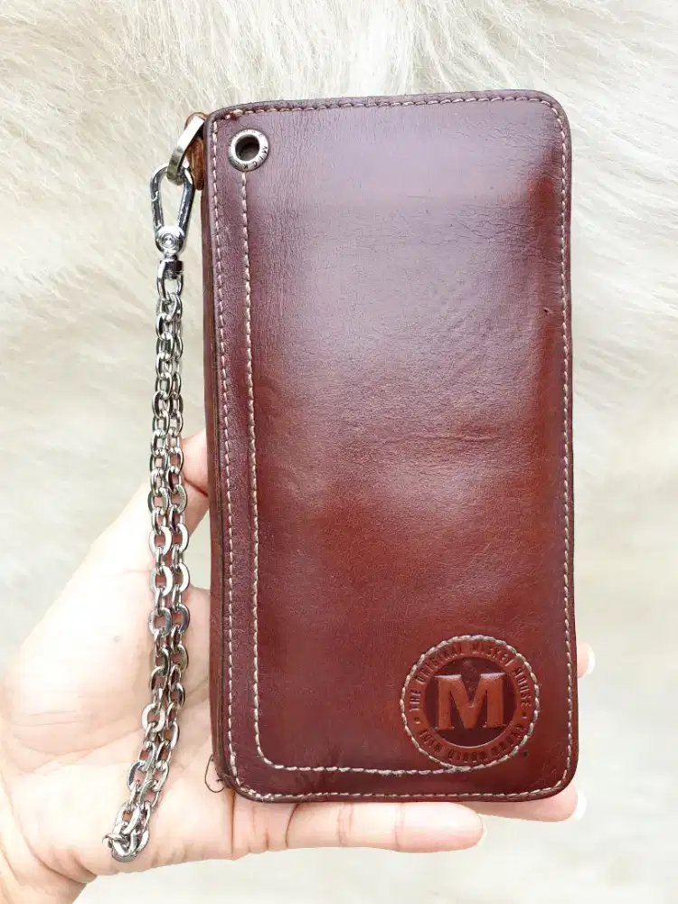 Dompet Import Eks Disney Mickey Mouse Lipat Panjang Kulit Asli Coklat