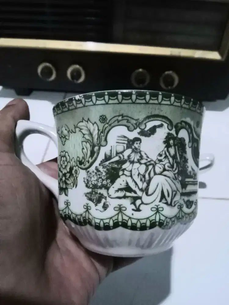 Cangkir antik 4pc tea set klasik gelas keramik lawas vintage jadul