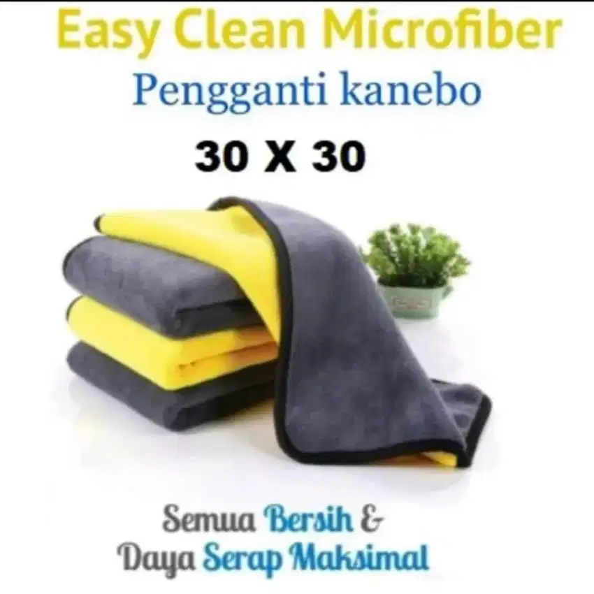 Kain Lap Mobil Microfiber 30x30 Warna kuning Abu Car cloth  Serba Bisa