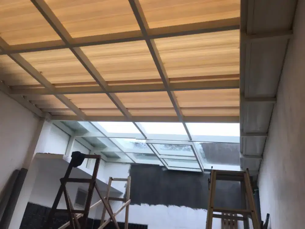 Kanopi sliding buka tutup terbaru bahan kaca tempered