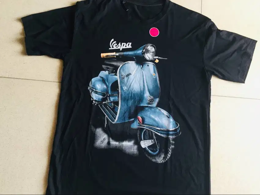 Baju Kaos Hitam Motor Vespa Antik Klasik