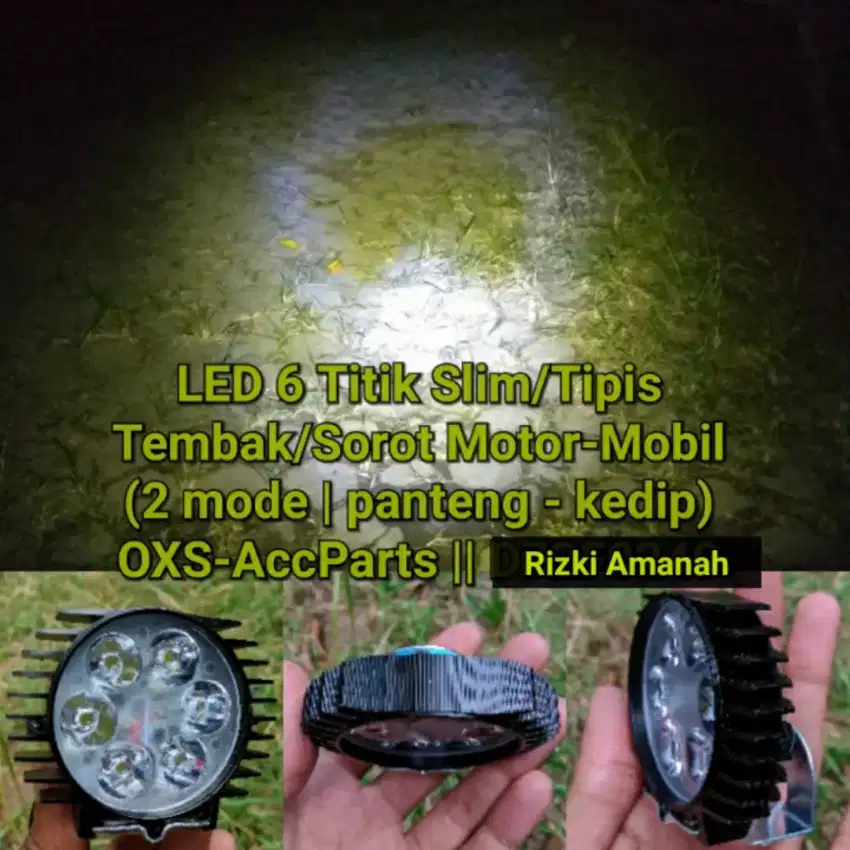 Lampu LED Sorot Tembak Slim Tipis 6 Titik 2 Mode Motor Mobil FOG DRL