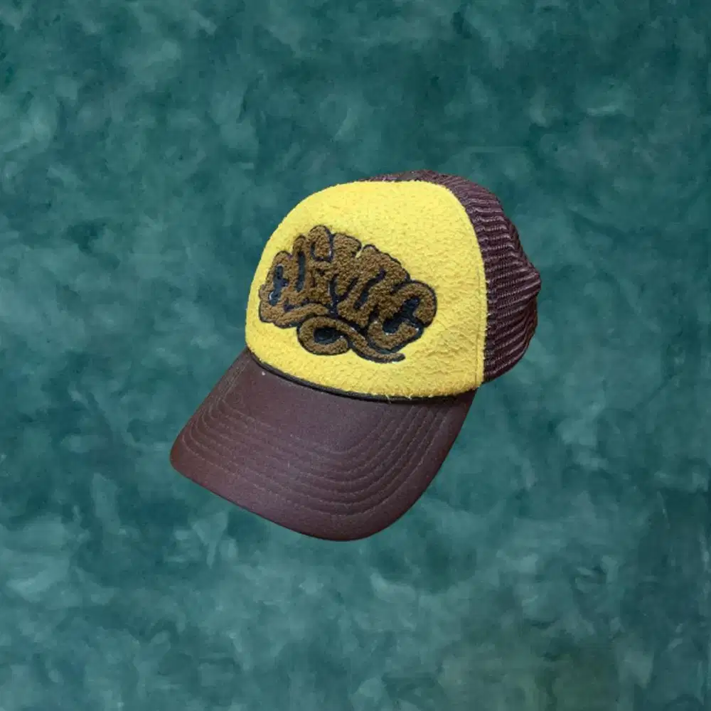 Topi Cosmic Trucker Official, Cosmic Trucker Hat Ori - Brown & Yellow