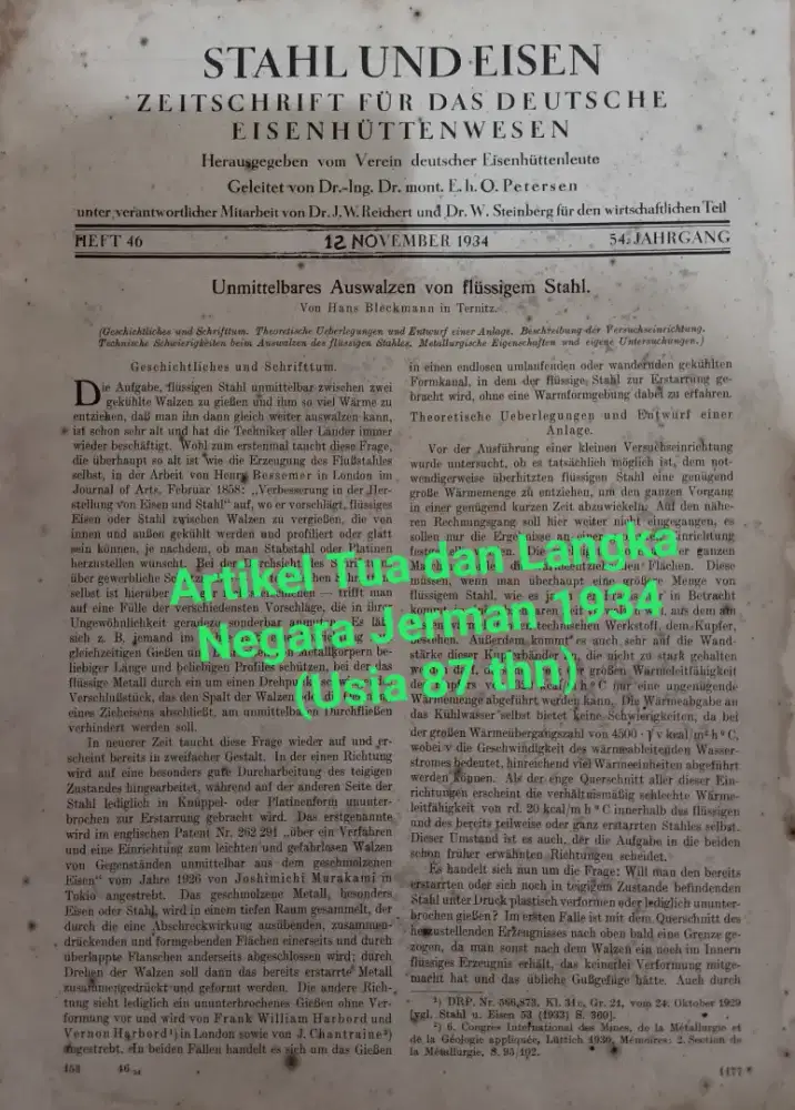 Dokumen Artikel Jerman Kuno 1934