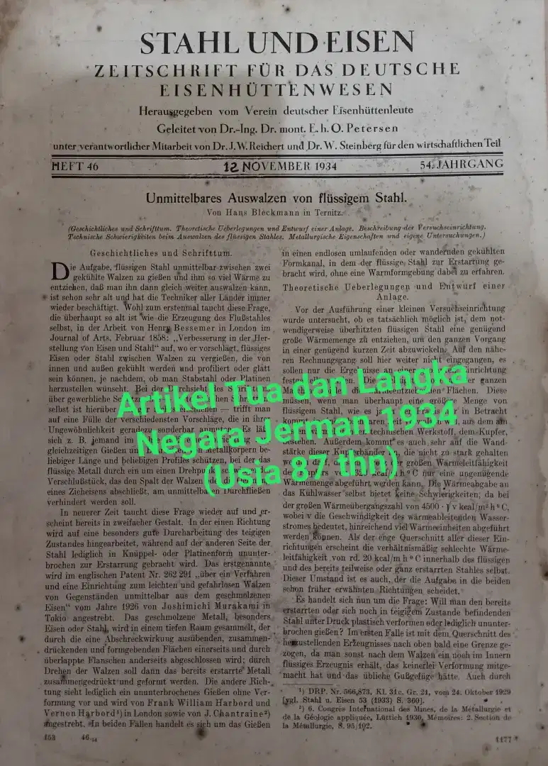 Dokumen Artikel Jerman Kuno 1934