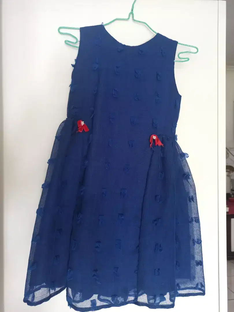 Dress anak Biru Navy size 5-7 th