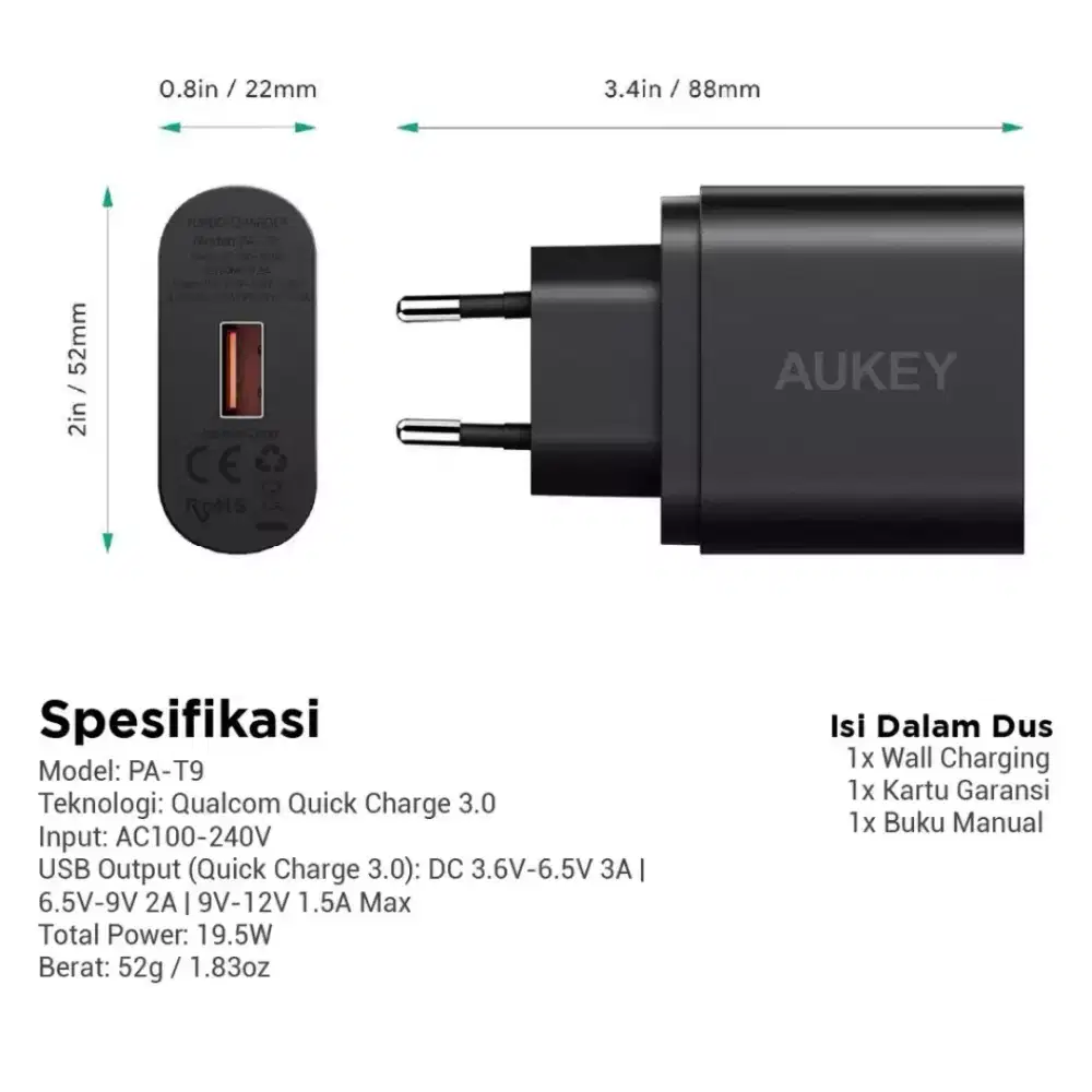 Charger Aukey 18Watt Premium Charger