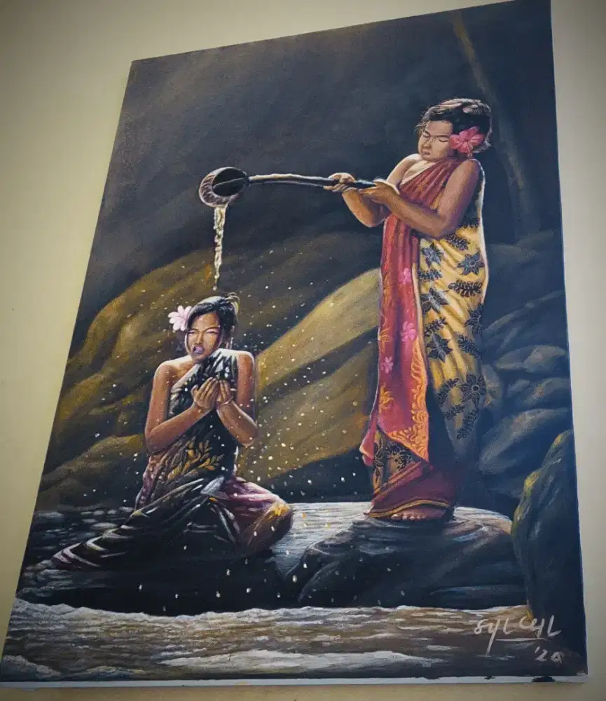 Lukisan canvas anak desa