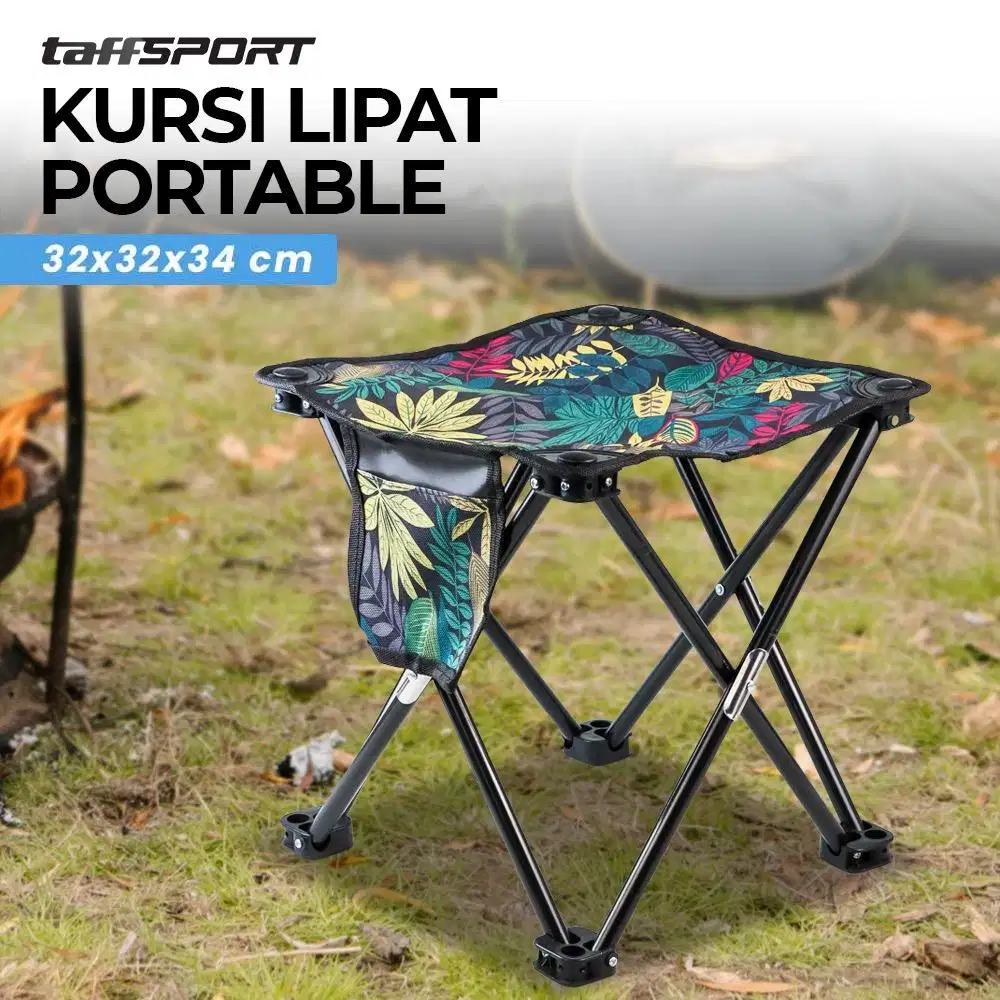 taffsport kursi lipat portable memancing outdoor camping32x32x34cm