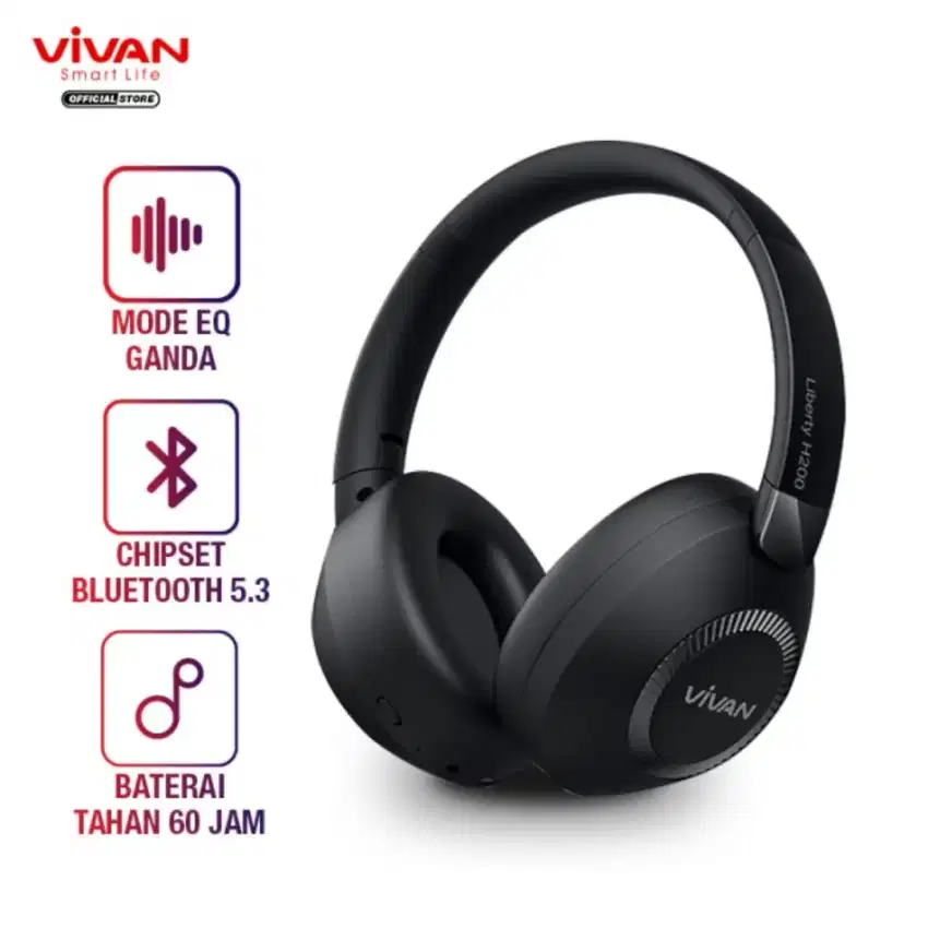 Vivan Headphone Bluetooth 5.3 Headset Wireless Port AUX Deep Bass Ori