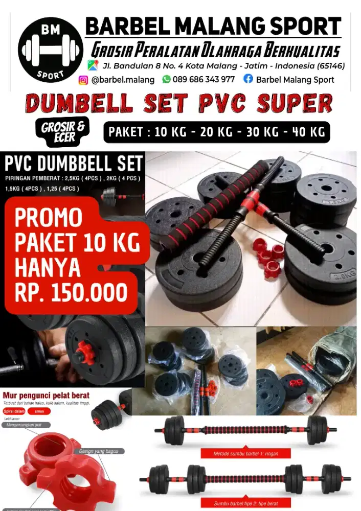 GROSIR DUMBELL SET PVC SUPER