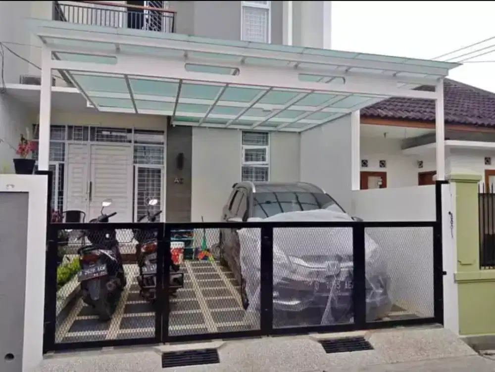 kanopi atap spandek alderon kaca  transparan