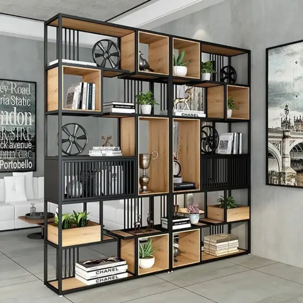 Rak partisi industrial rangka besi