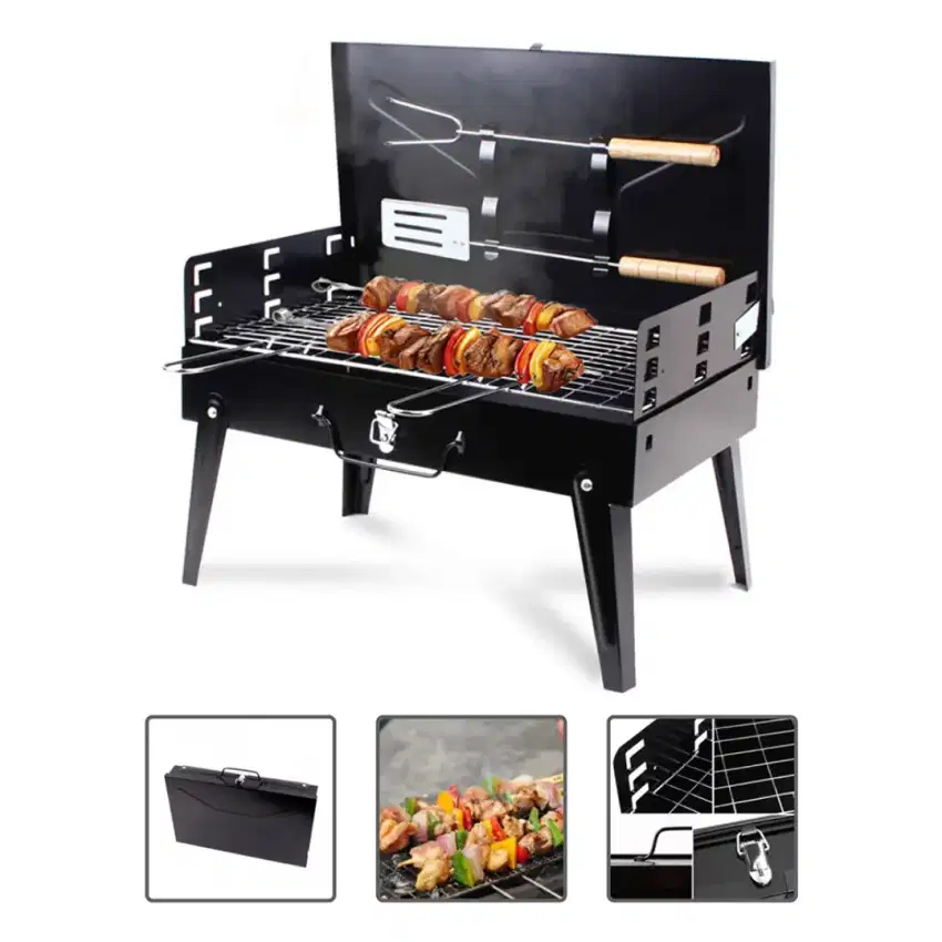 Taffhome alat panggang arang bbq outdoor griil drove foldable