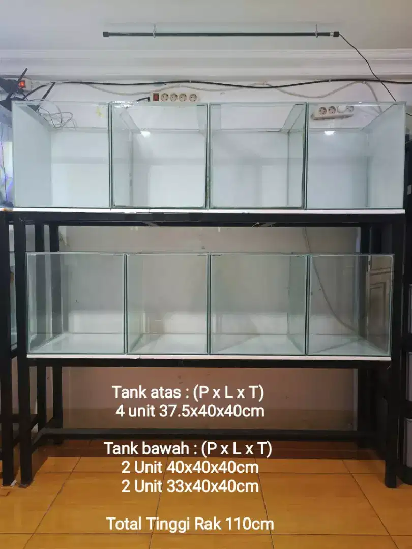 Aquarium / Akuarium 2 Tingkat, 8 buah + Rak 110cm