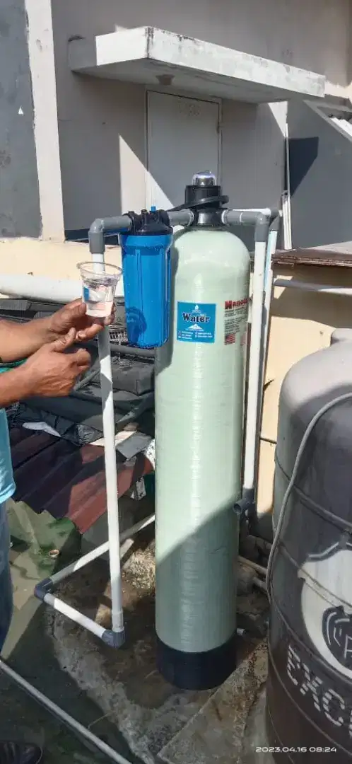 Filter saringan air warna kuning berminyak zat besi kapur bau dll