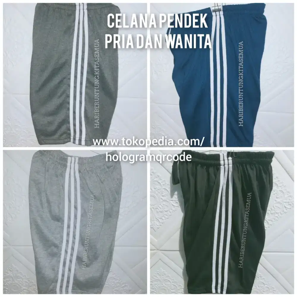 Paket Kodian Celana Pendek bahan kaos pria dan wanita ukuran standar