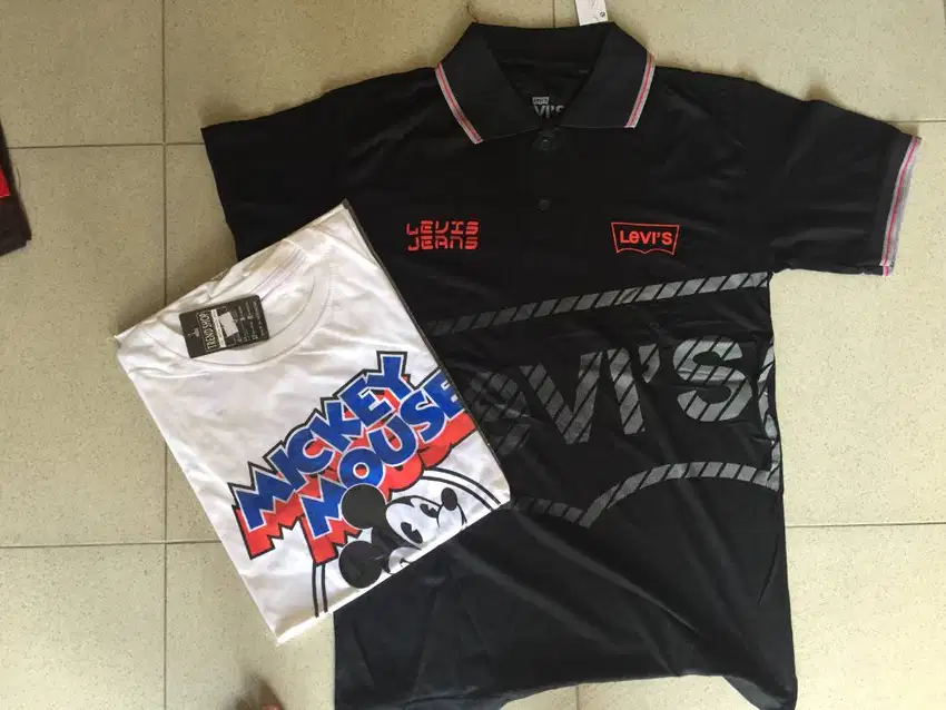 Baju Kaos Kerah Polo Pria / Wanita Sport 01 (bonus kaos kartun Disney)