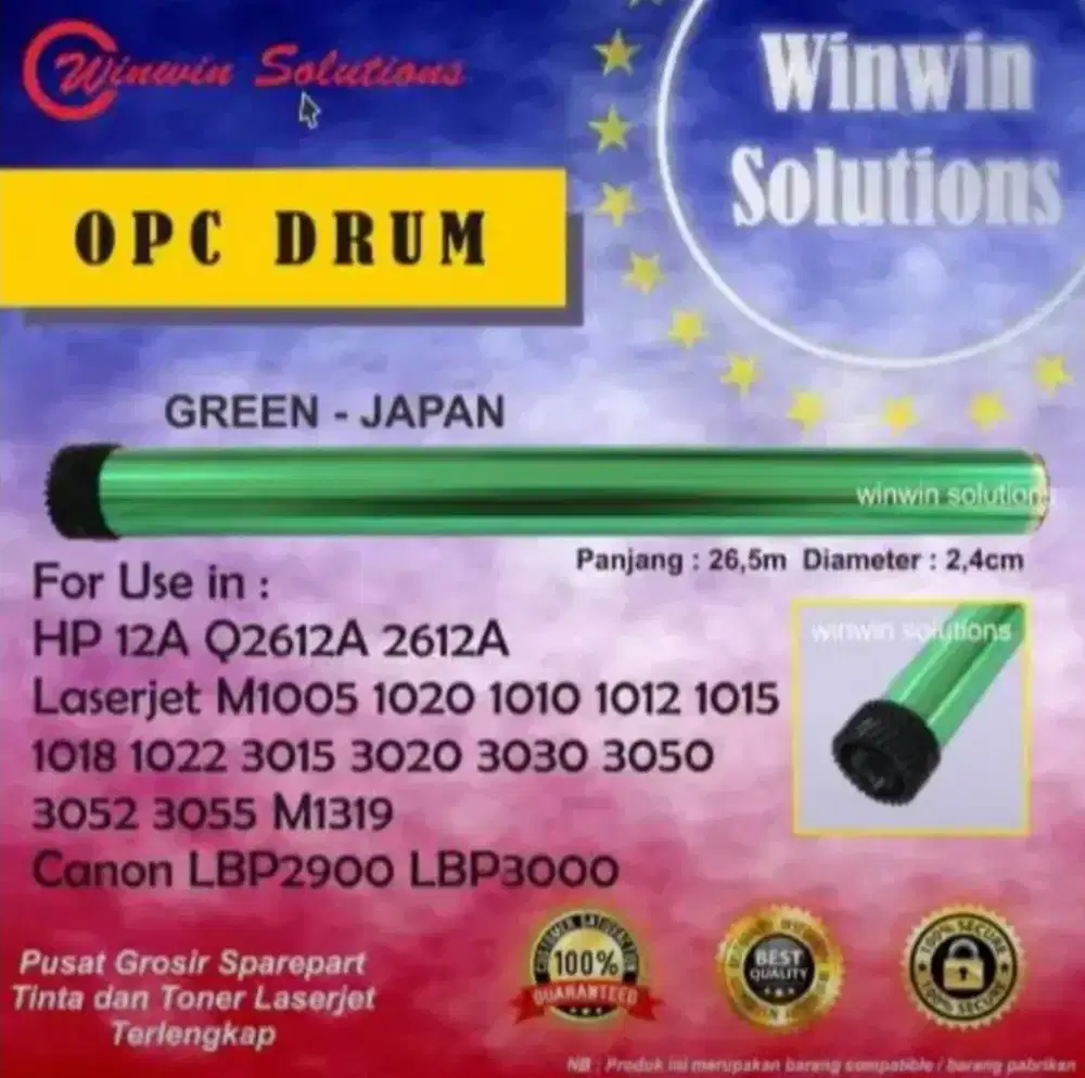 OPC Drum HP 1010 / 1020 P1020 12A Green Japan Berkualitas