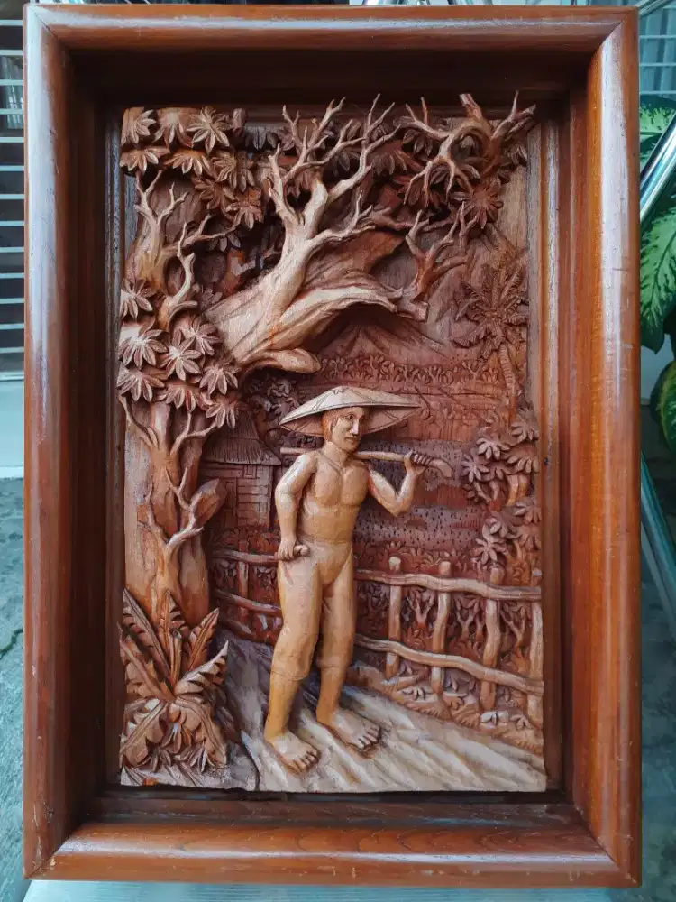 Lukisan kayu  jati pak tani