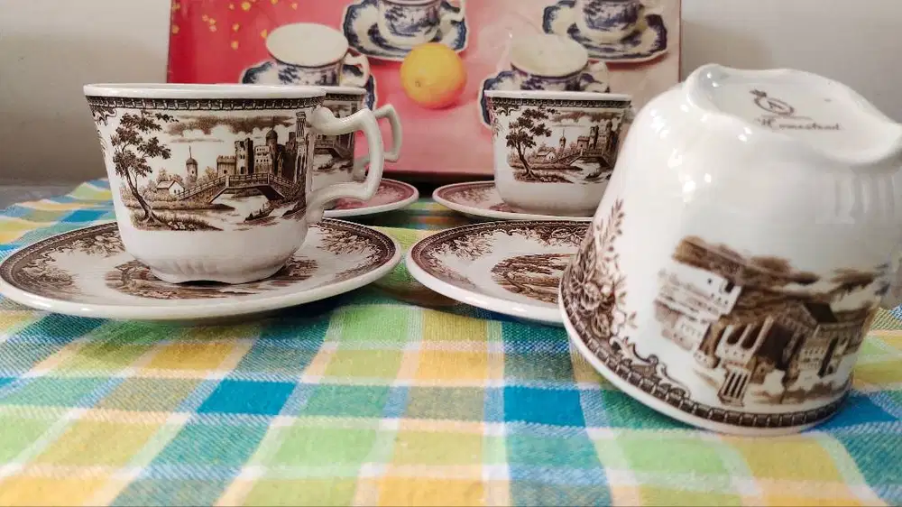Teaset (P-60): 8-pcs Cup & Saucer, Cangkir Teh Lukis Tangan ( Japan )