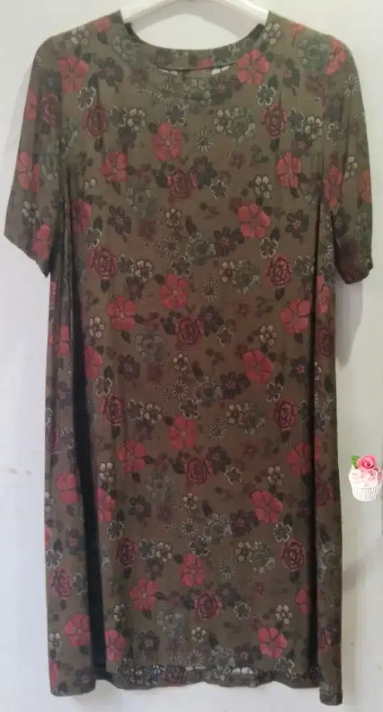 Dress Sifon Bunga Cantik.LD 105cm