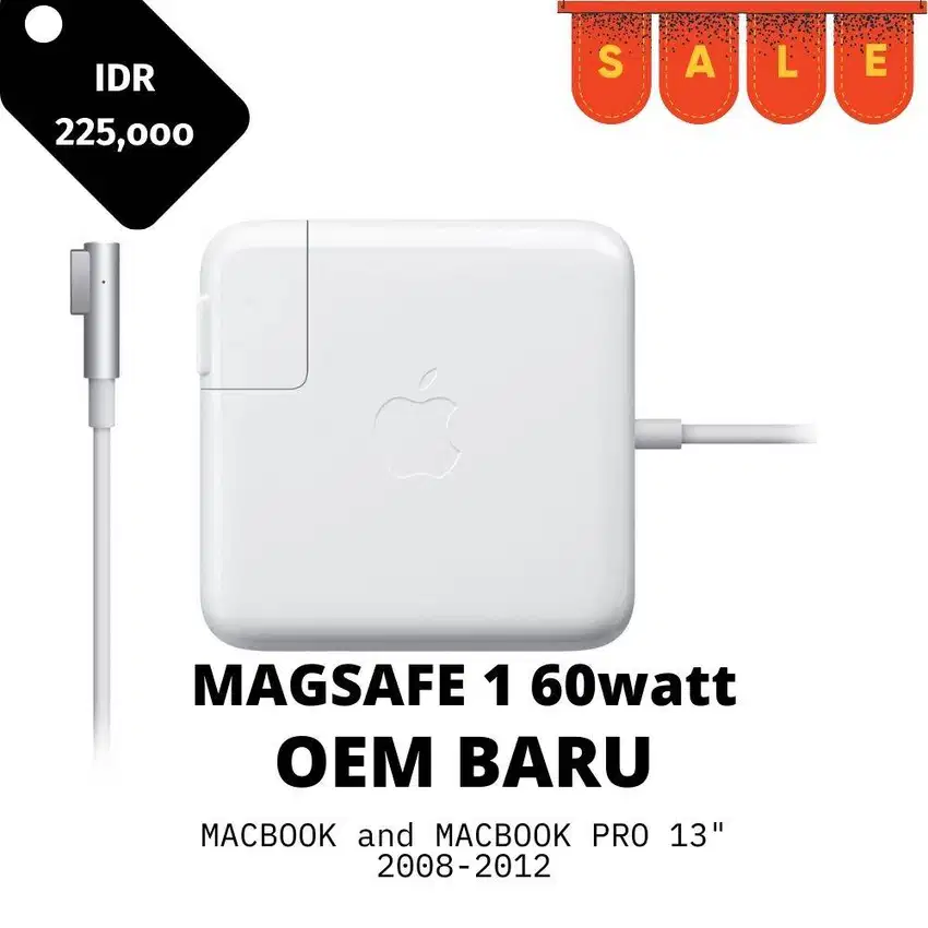 Charger Macbook Pro 13in 2008-2012 Magsafe 1 60 Watt OEM