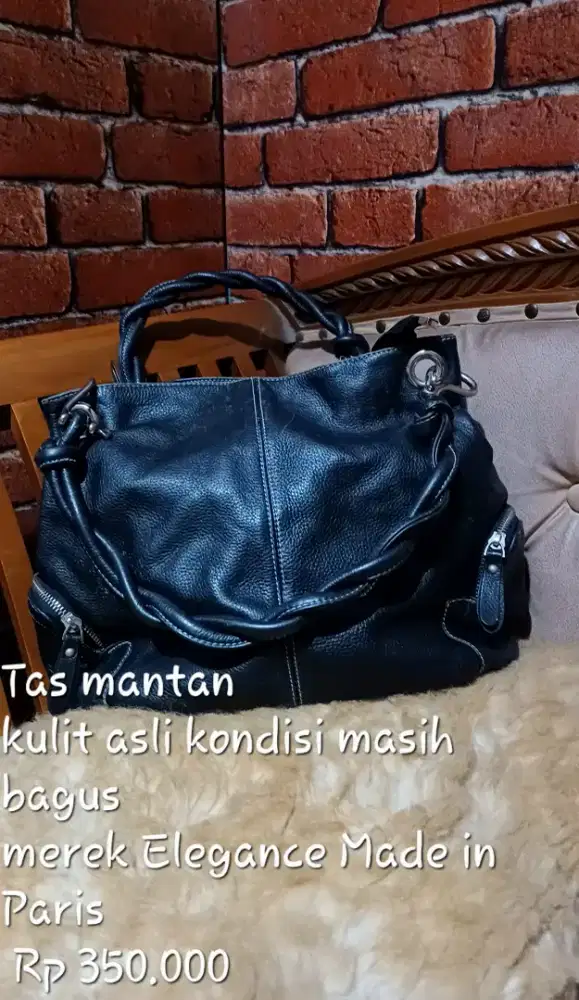 Tas kulit asli merk Elegance Paris