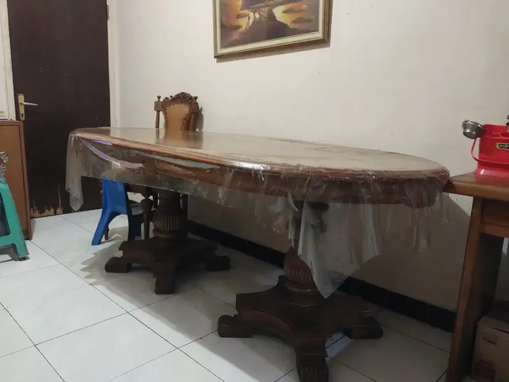 Meja makan kayu jati pamulang