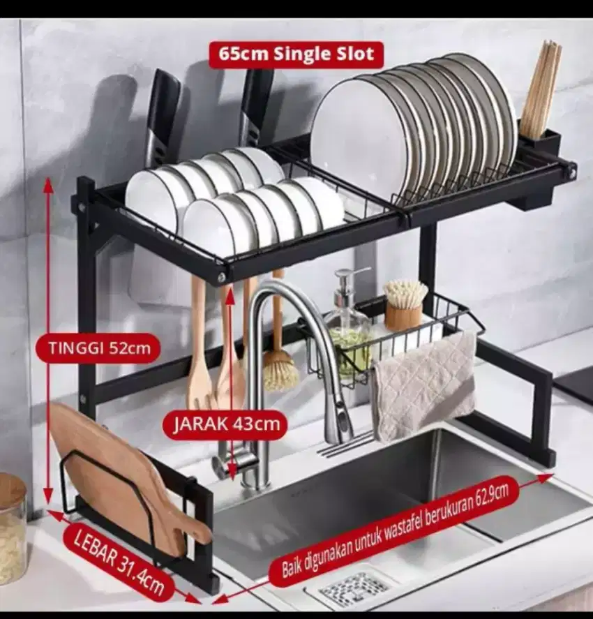 Rak piring di Atas wastafel UK 65 cm