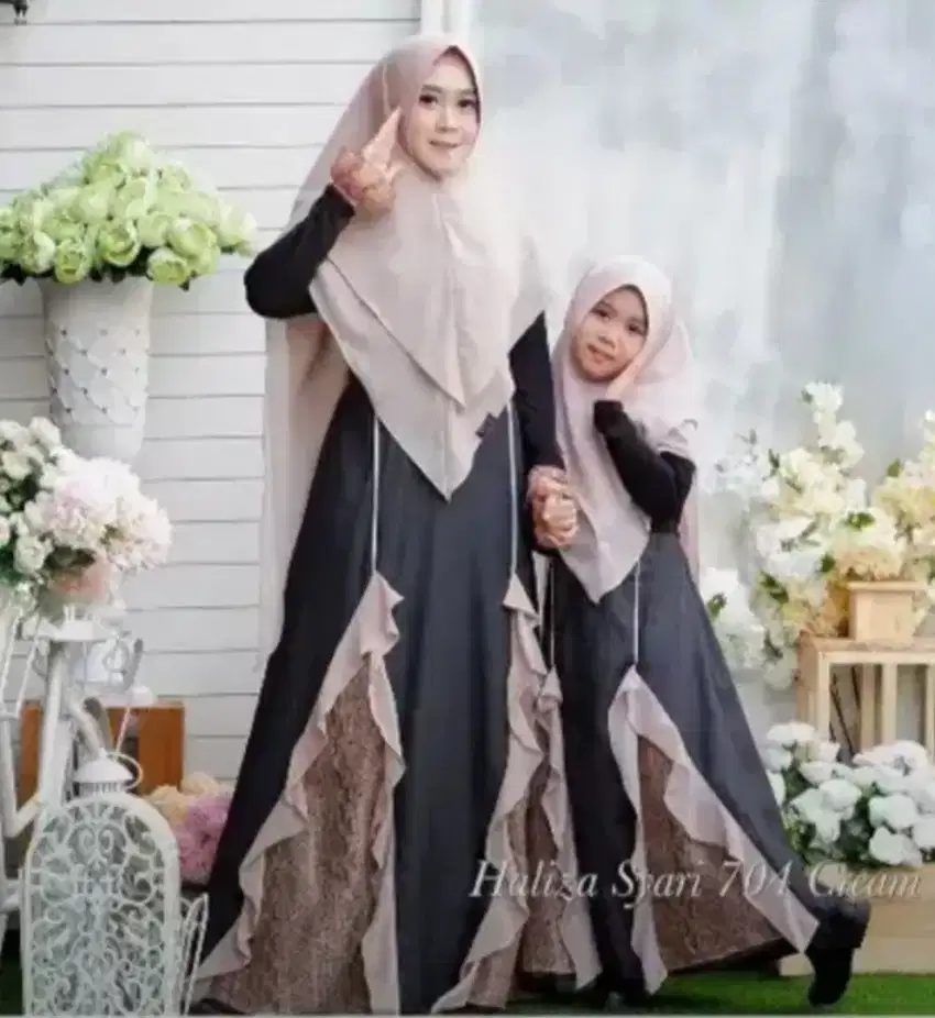 Haliza syarie original, couple gamis ibu dan anak. Preloved
