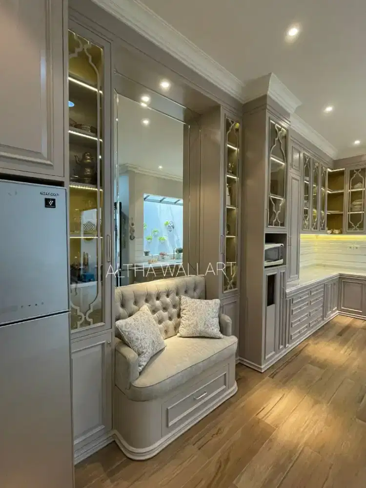 Wall panel moulding 3D tembok dinding wallpaper kitchen set kayu list