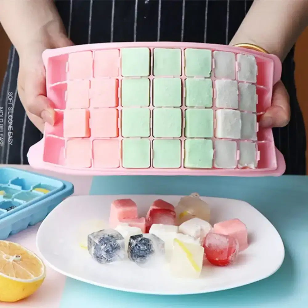 CETAKAN ES BATU JELLY ICE CUBE TRAY TUTUP 24 36 SILIKON ELASTIS