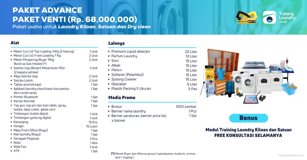 Paket Usaha Laundry PAKET VENTI