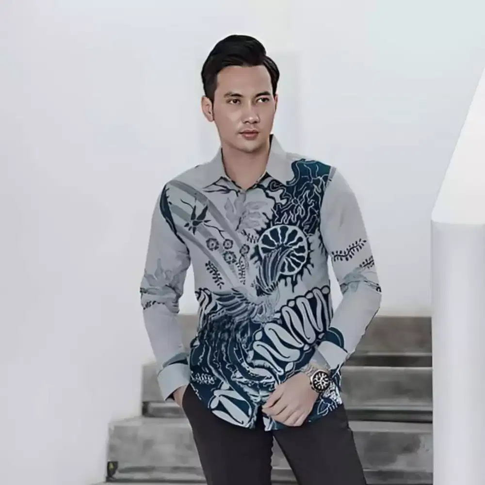 Kemeja batik pria modern lapis furing