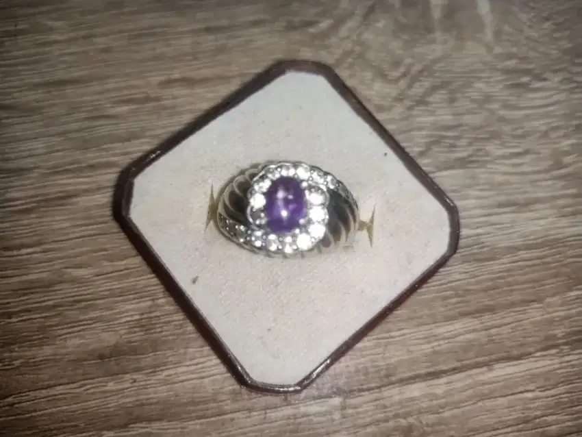 Purple sapphire star origin srilangka noheat ring silver