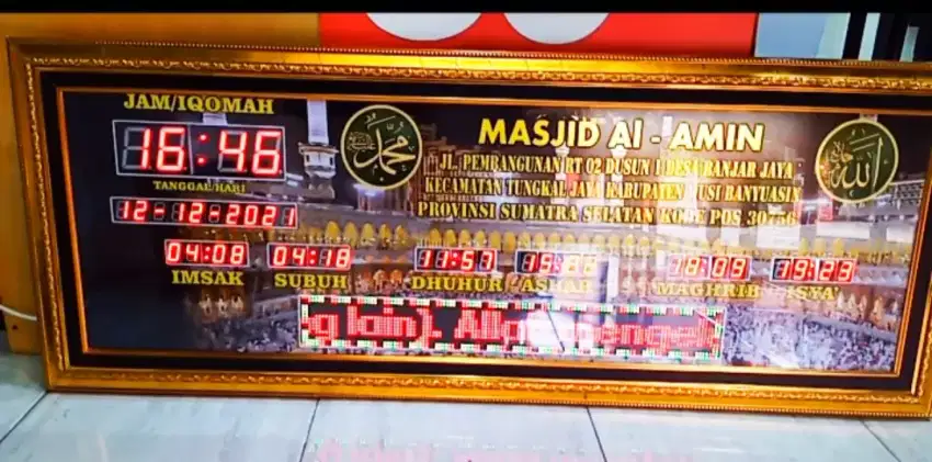 Jam sholat digital otomatis ukuran 120cmx 50 cm