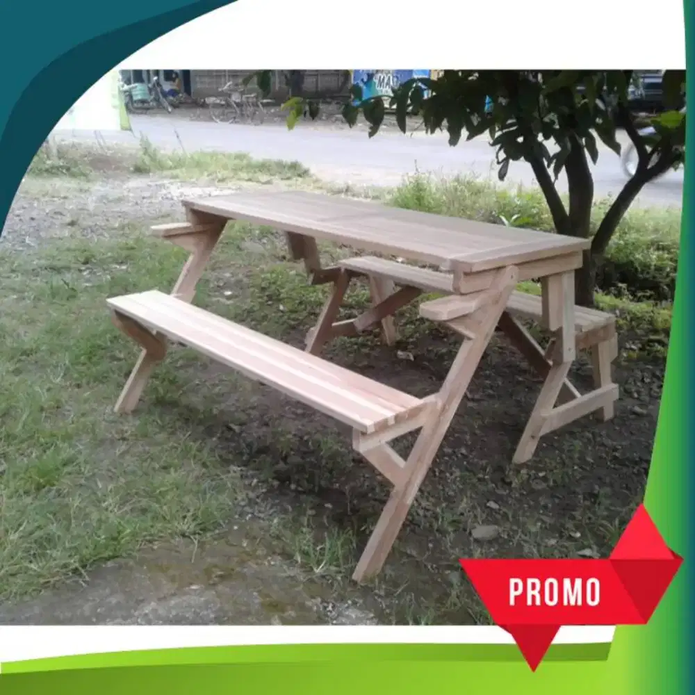Meja Taman Lipat Kayu Jati