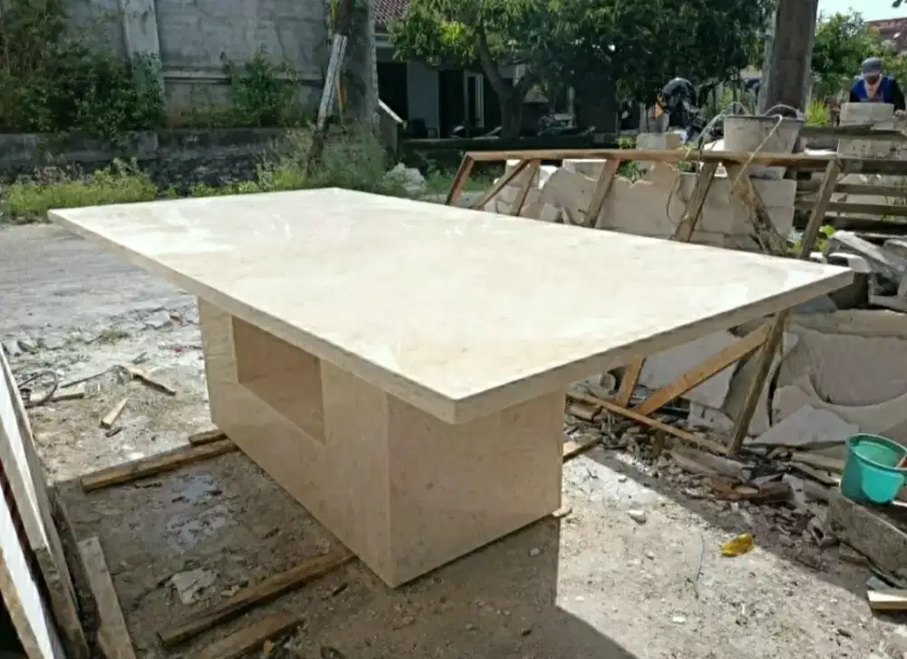Dining Table Batu Marmer Alam Asli