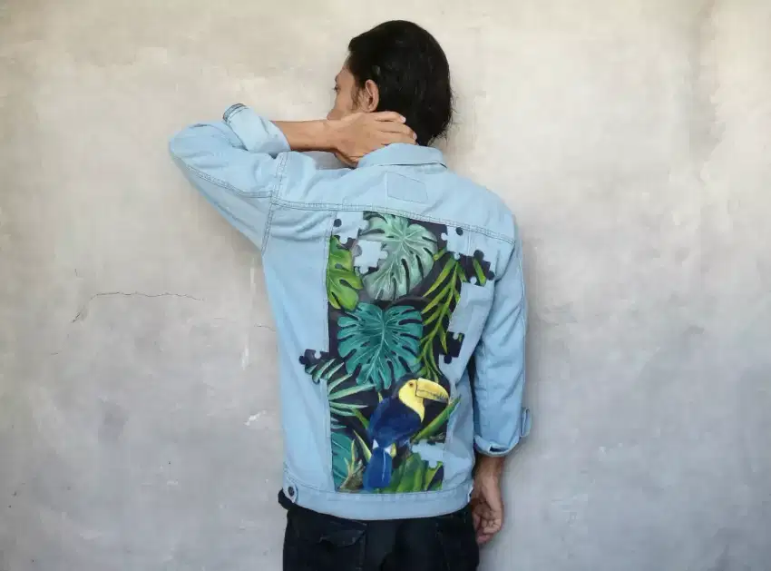 jaket jeans denim lukis kustom
